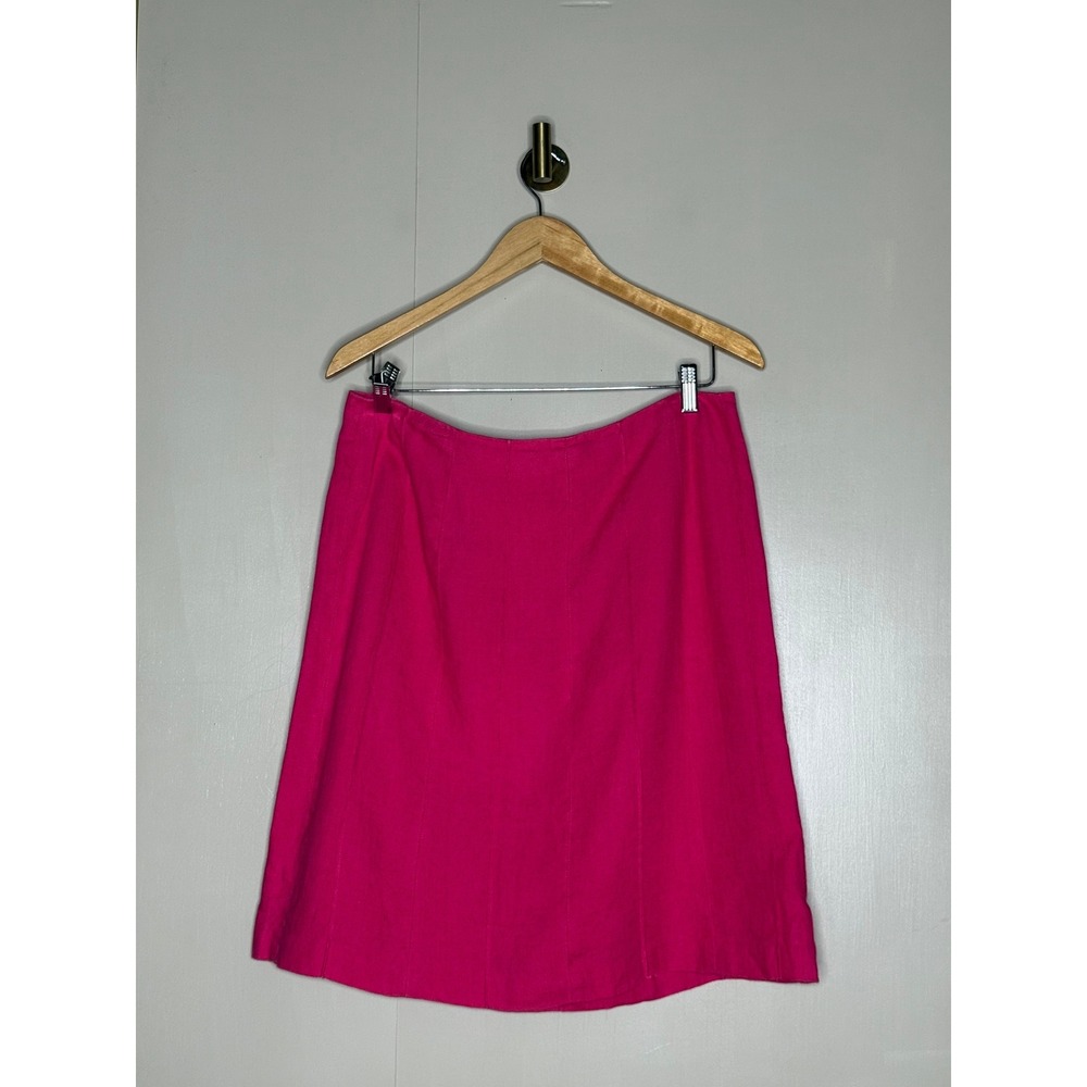 Talbots Irish Linen Hot Pink A-Line Midi Skirt Size 14